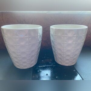 Set of 2 White Textured Planters